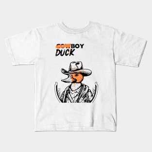 Funny Cowboy Duck Cool Kids T-Shirt